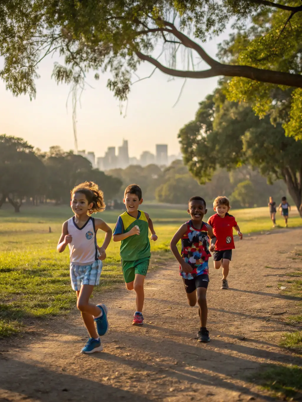 A diverse group of children participating in a track and field event organized by CDOSA, showcasing the organization's commitment to youth sports development in the Aude region.