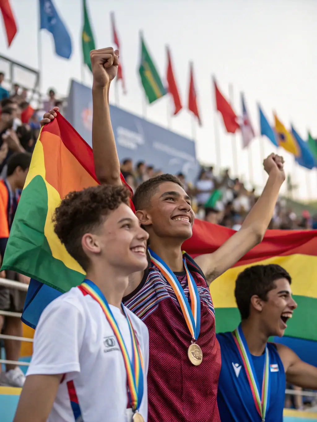 A picture of CDOSA representatives awarding medals to participants at a local sports competition, highlighting the organization's role in recognizing and celebrating athletic achievements.